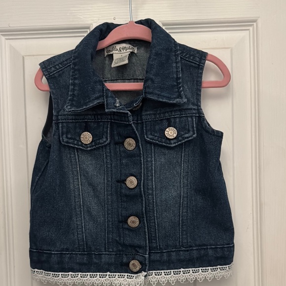 Kids Denim Vest with Lace Trim - Picture 1 of 4